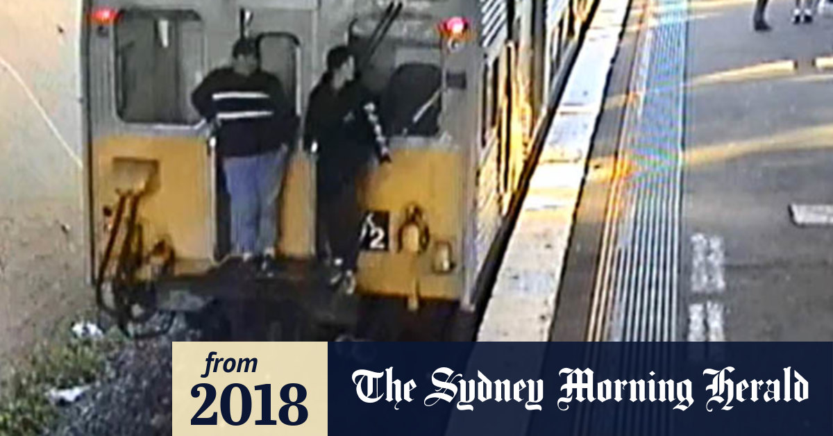 Video CCTV captures 'train surfing' at Sydney stations